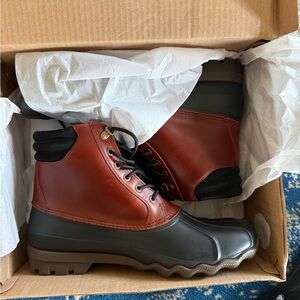 Men's Two-Tone Leather and Rubber Boots